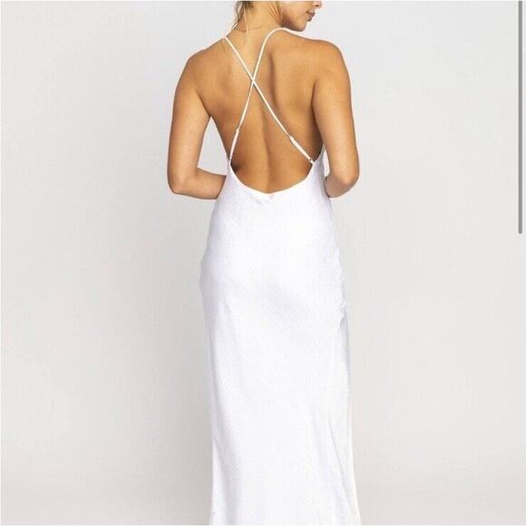 RESA Camille Slip Maxi Dress White Ivory Leg Slit Criss Cross Straps Size XS NWT - Picture 2 of 11